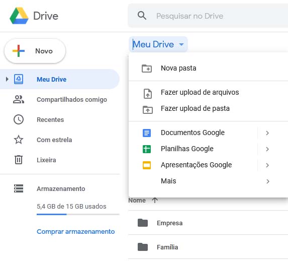 Utilização do Google Drive