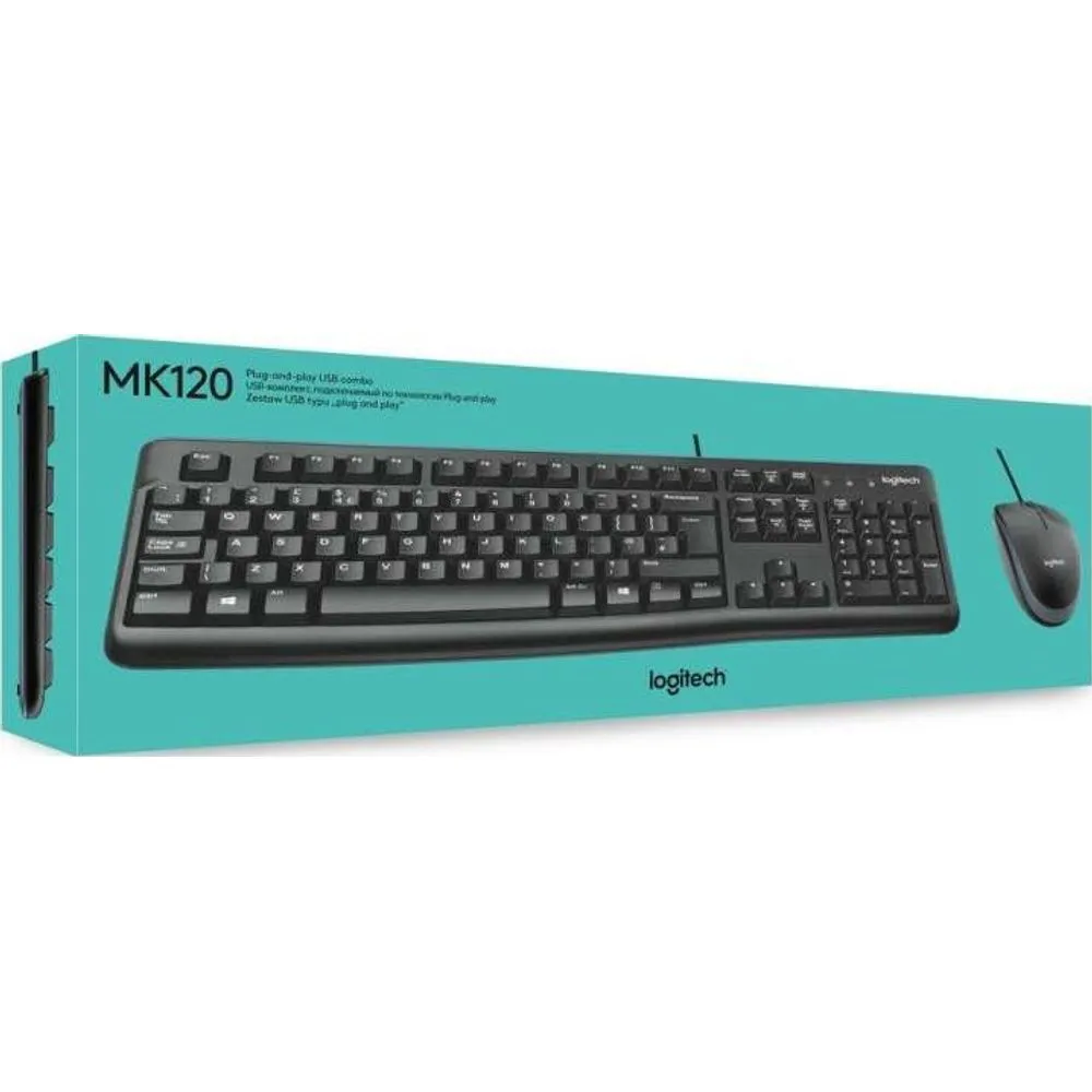 Combo Teclado e Mouse com fio USB Logitech…