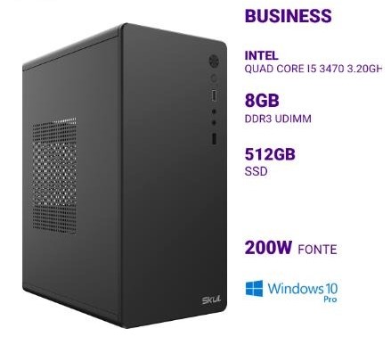 Computador Quad Core I5 3470 3.20GHZ Mem 8GB DDR3 SSD 512GB Licença do Windows 10 Pro